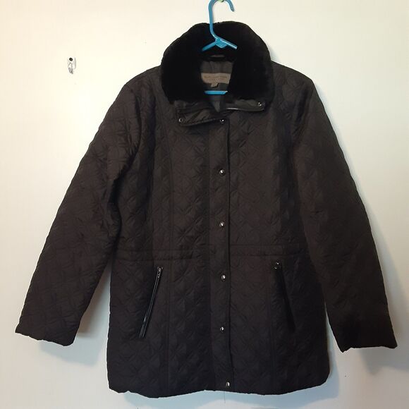 Marc New York Quilted Puffer Jacket Women's L Black Zip Button Andrew Marc - Picture 1 of 7